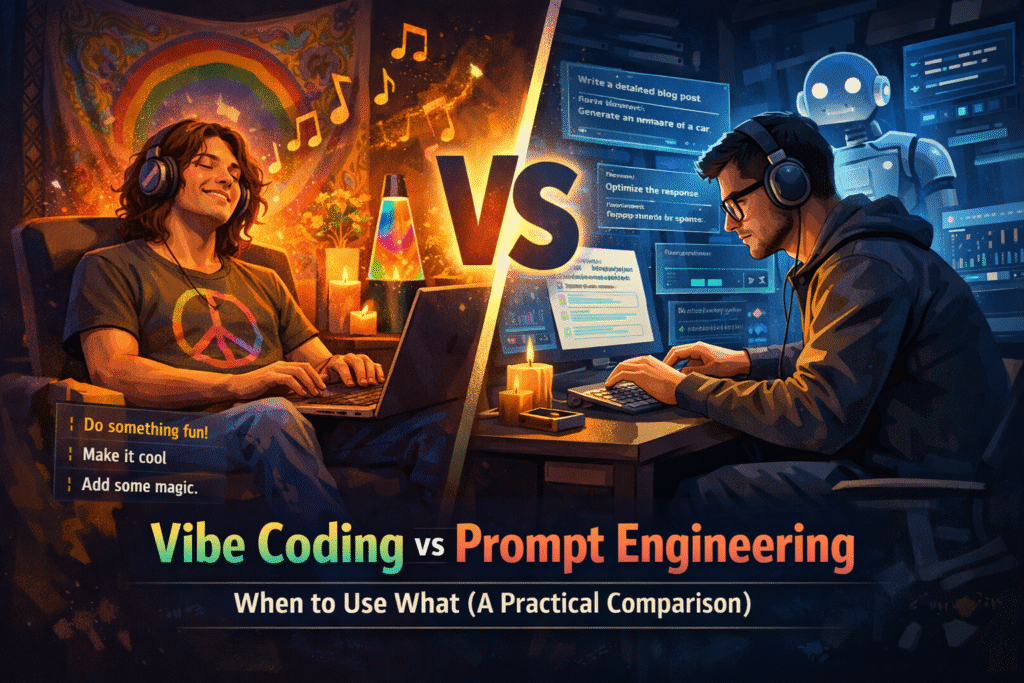 Vibe Coding vs Prompt Engineering -  When to Use What?  A Practical Comparison